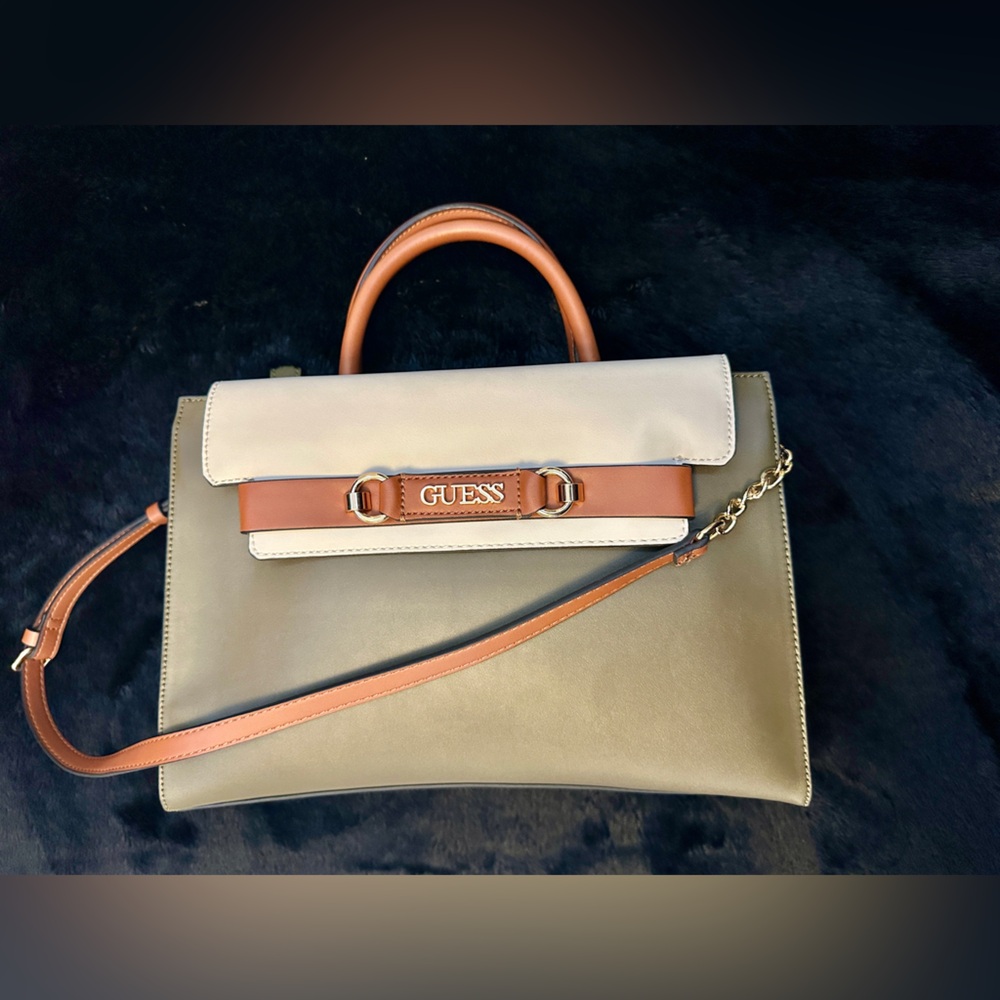 GUESS Tan and Cream Handbag